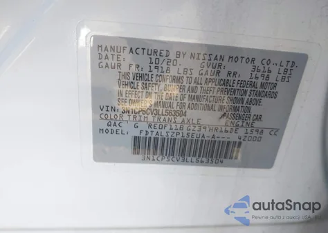 2020 Nissan Kicks Sv Xtronic Cvt z USA, uszkodzony, nr VIN 3N1CP5CV3LL563504